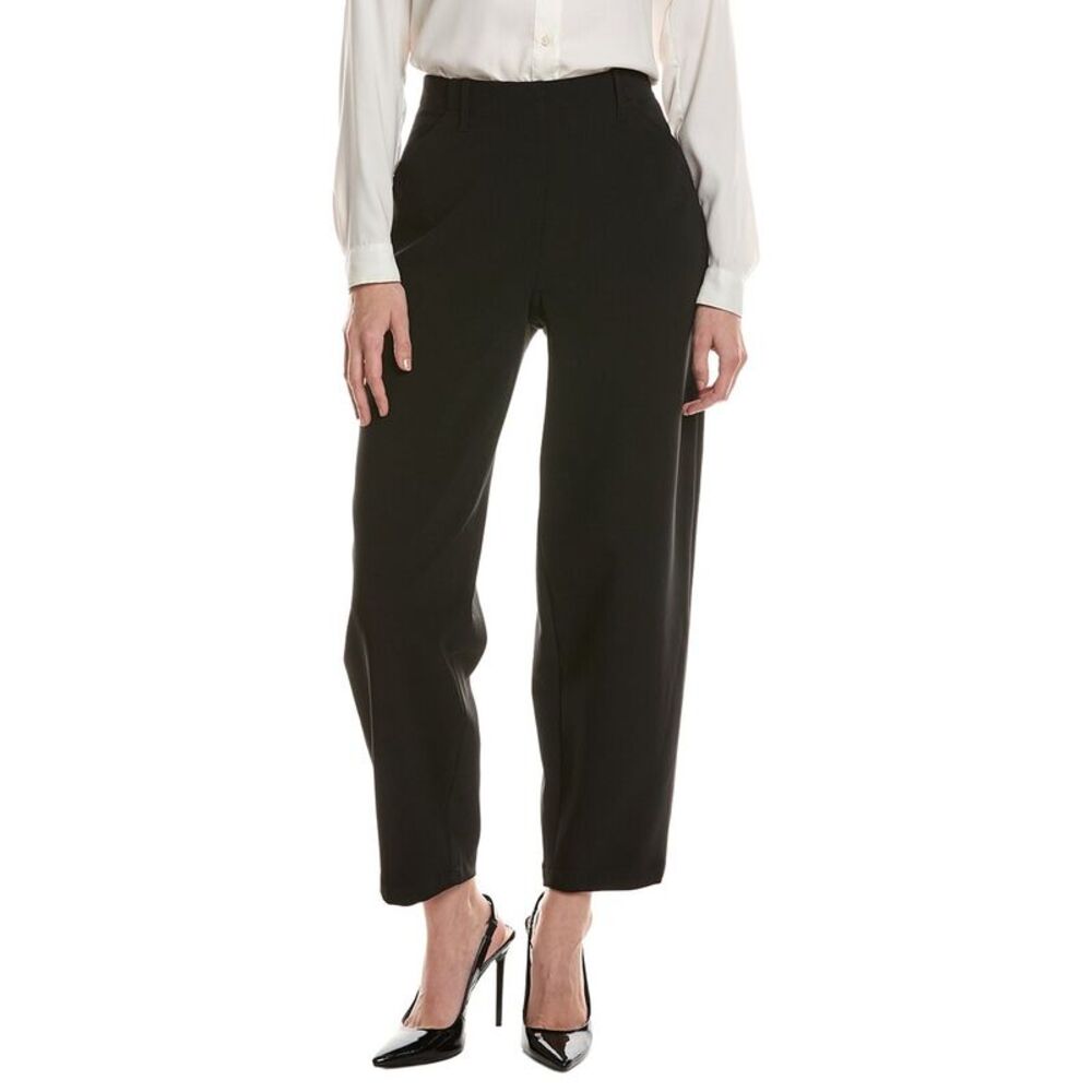 Anne Klein Womens Angled Barrel Leg Pant, Black